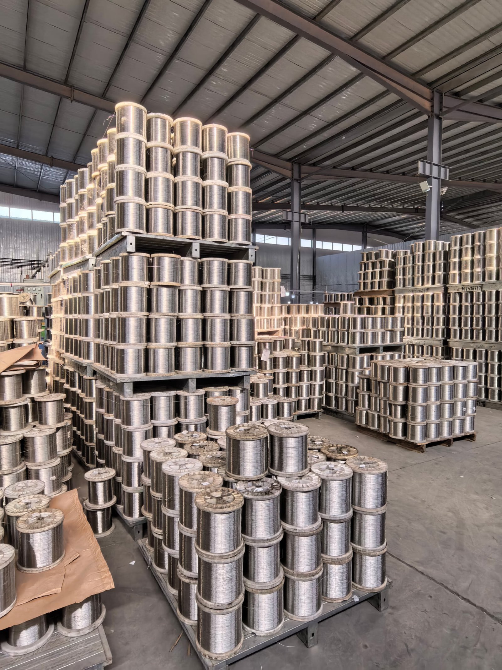 Finished wire mesh products packed in warehouse ready for shipping