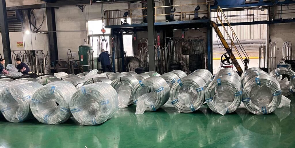 galvanized binding wire production line wire drawing machine in operation at China factory